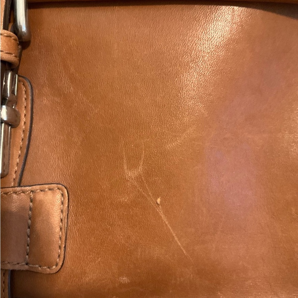 Coach tan leather buckle front bag - Picture 11 of 12